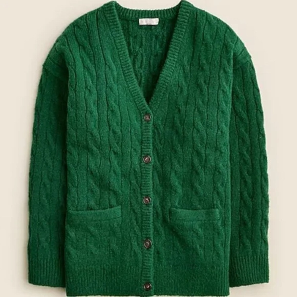 J. Crew Emerald Cable Knit Cardigan